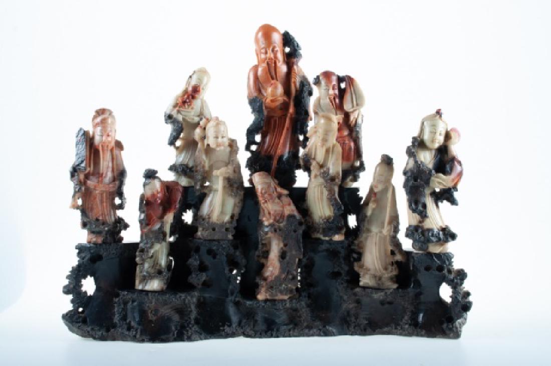 Chinese Soapstone Deities, Painted, C 19th C (1 of 15)