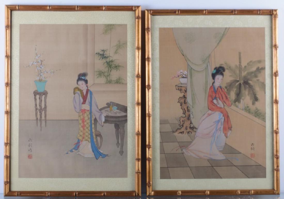 Japanese Prints on Silk Pair (1 of 5)