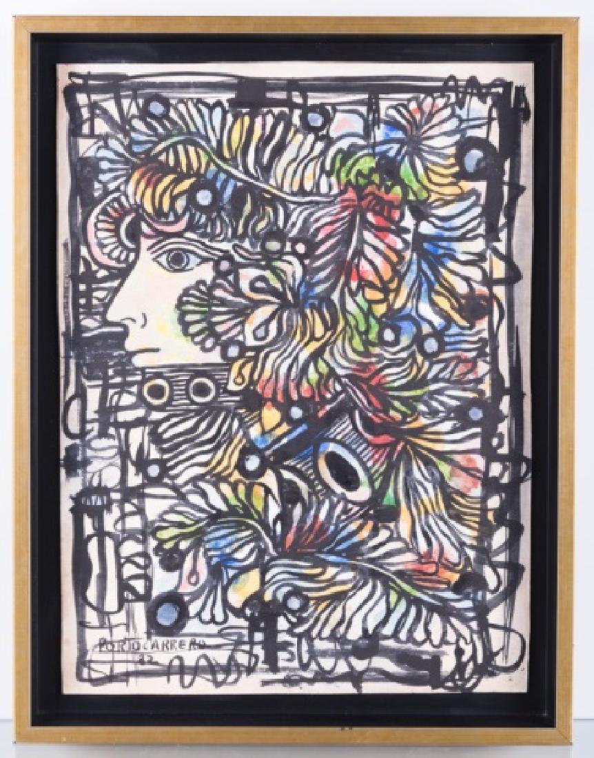 Rene Portocarrero Untitled Mixed Media Drawing (1 of 4)