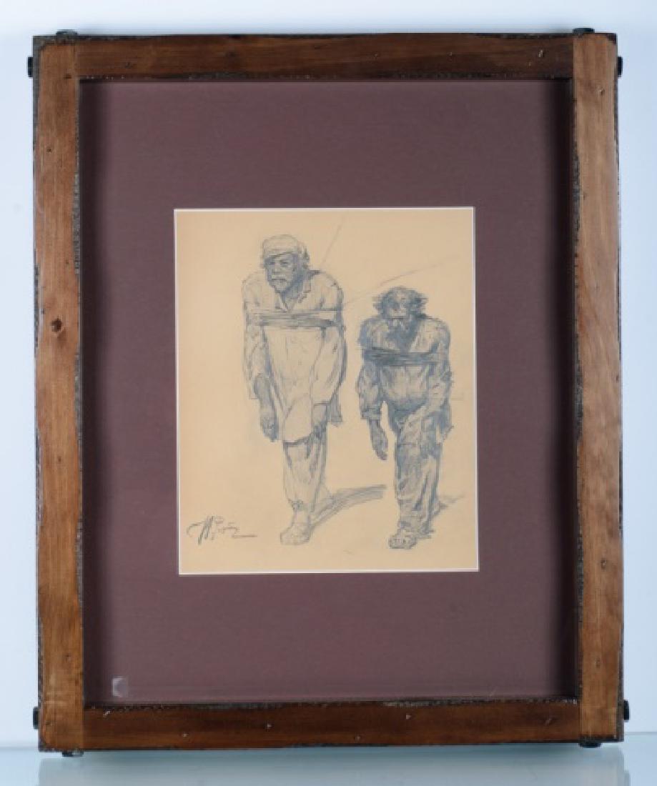 Ilya Yefimovich Repin Pencil Drawing,Two Prisoners (1 of 7)