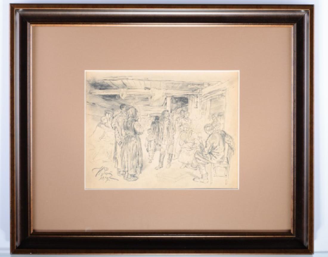 Ilya Yefimovich Repin Tavern Scene Pencil Drawing (1 of 4)
