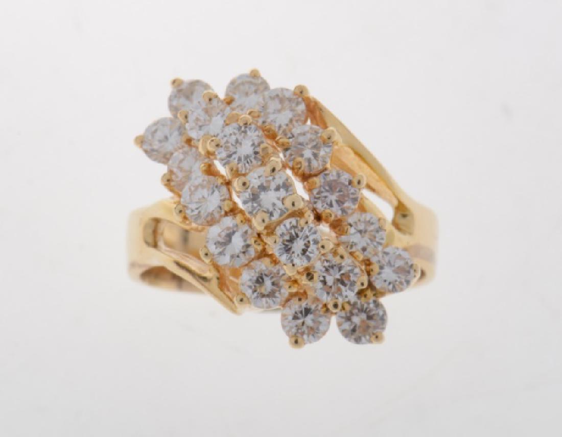 2 ct Waterfall Cluster Diamond and Gold Ring (1 of 5)