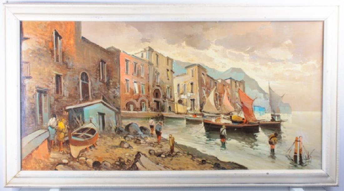 Gardner, Massachusetts Harbor Scene Oil On Canvas (1 of 6)