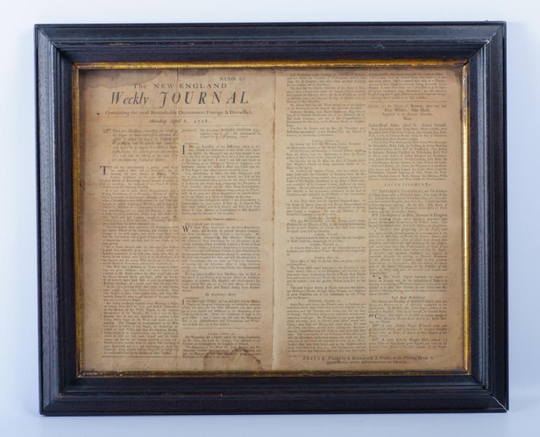 1728 Issue of New England Weekly Journal (1 of 8)