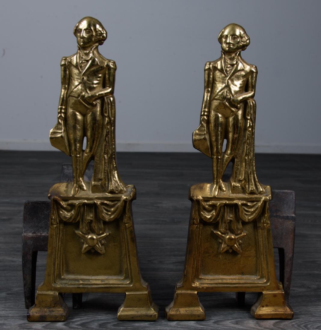Brass George Washington Figural Andirons (1 of 6)