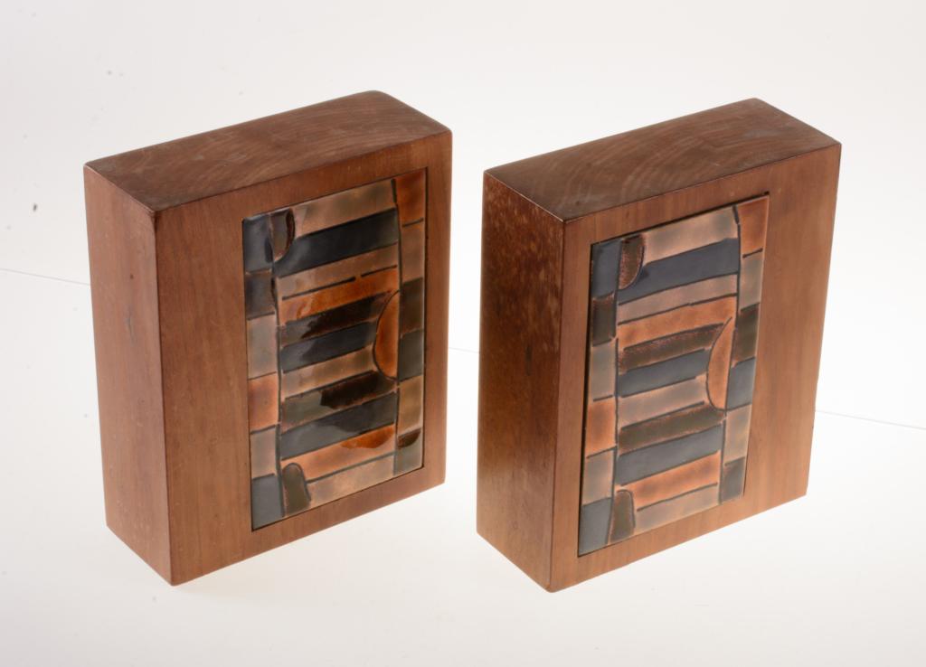 Mid Century Walnut & Tile Bookends (1 of 9)