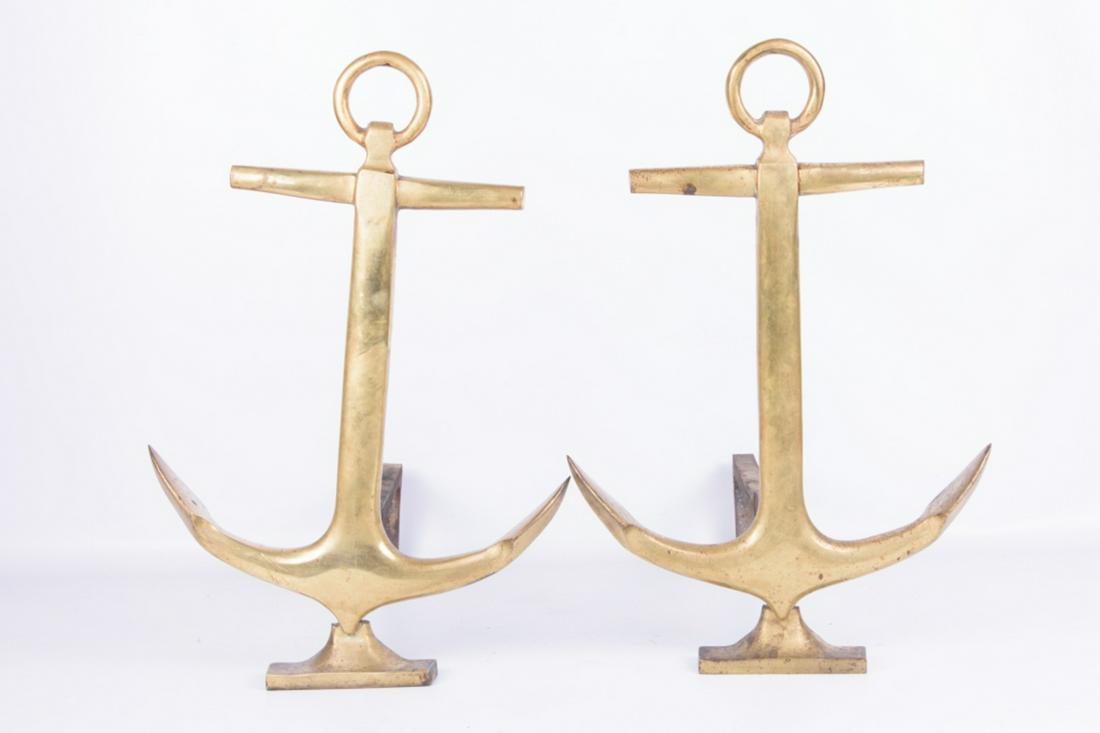 Ship Anchor Andirons Pair (1 of 4)