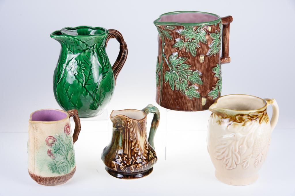 Majolica Style Pitchers 5 Pieces (1 of 7)