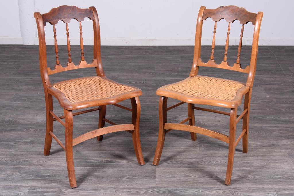 Pair of Late 19th C Caned Sea Side Chairs (1 of 8)