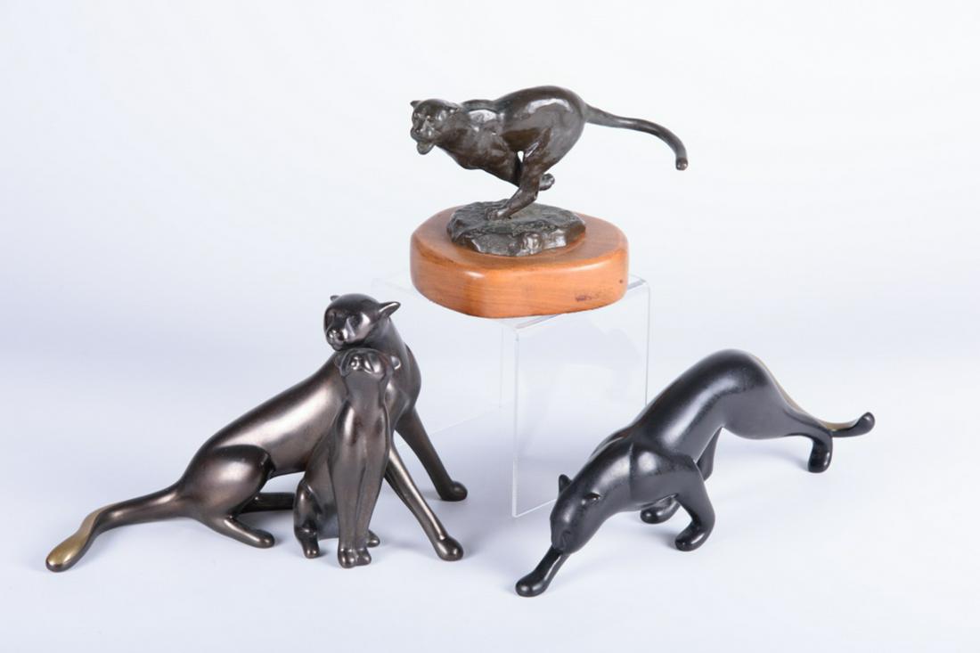 Three Patinated Brass or Bronze Sculptures (1 of 9)