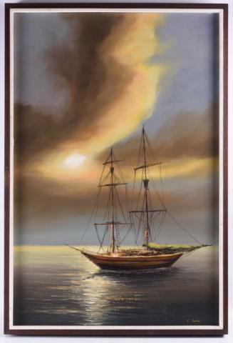 T. Santos Oil on Canvas Painting (1 of 3)