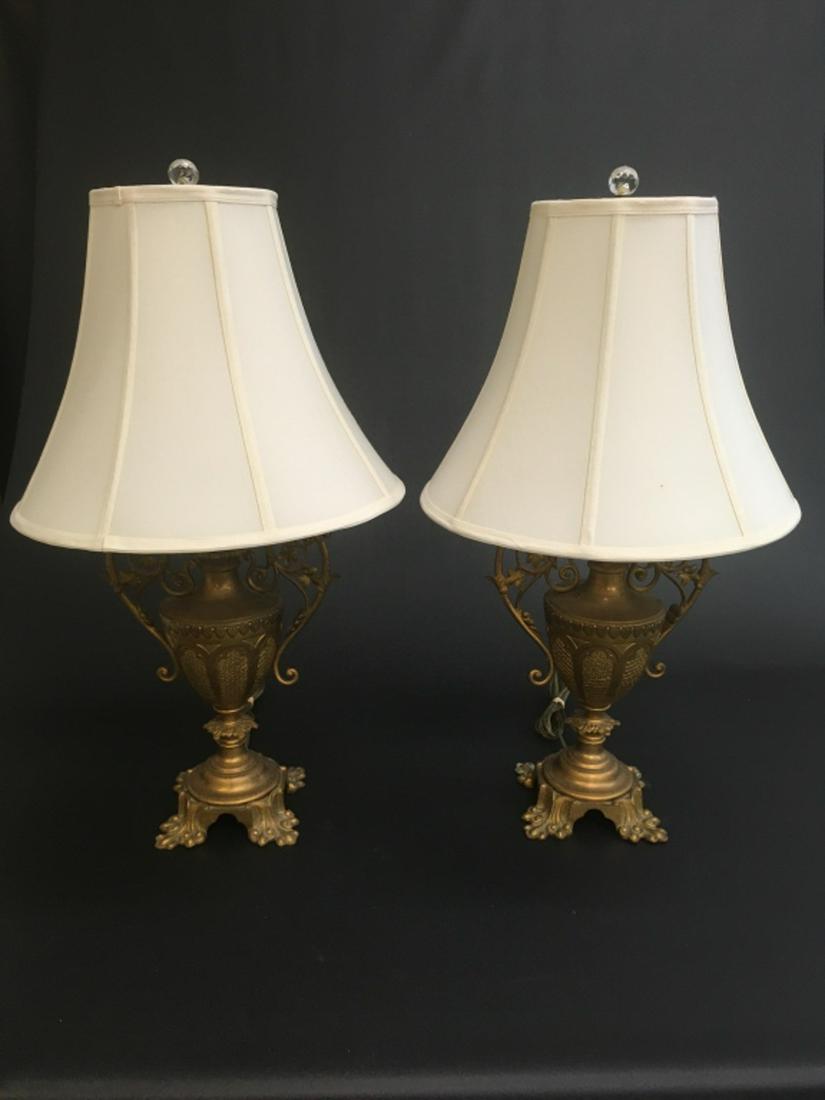 Pair Brass Table Lamps (1 of 5)