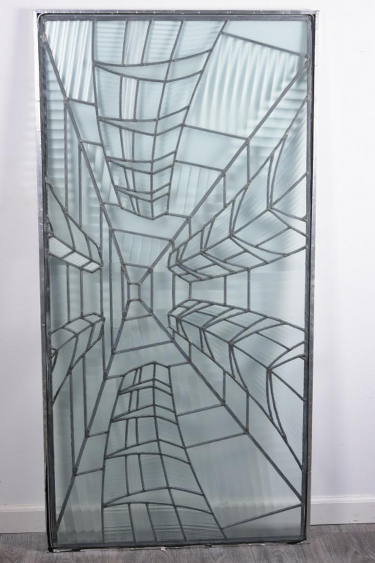 Large Belgian Art Deco Style Leaded Glass Panel (1 of 10)