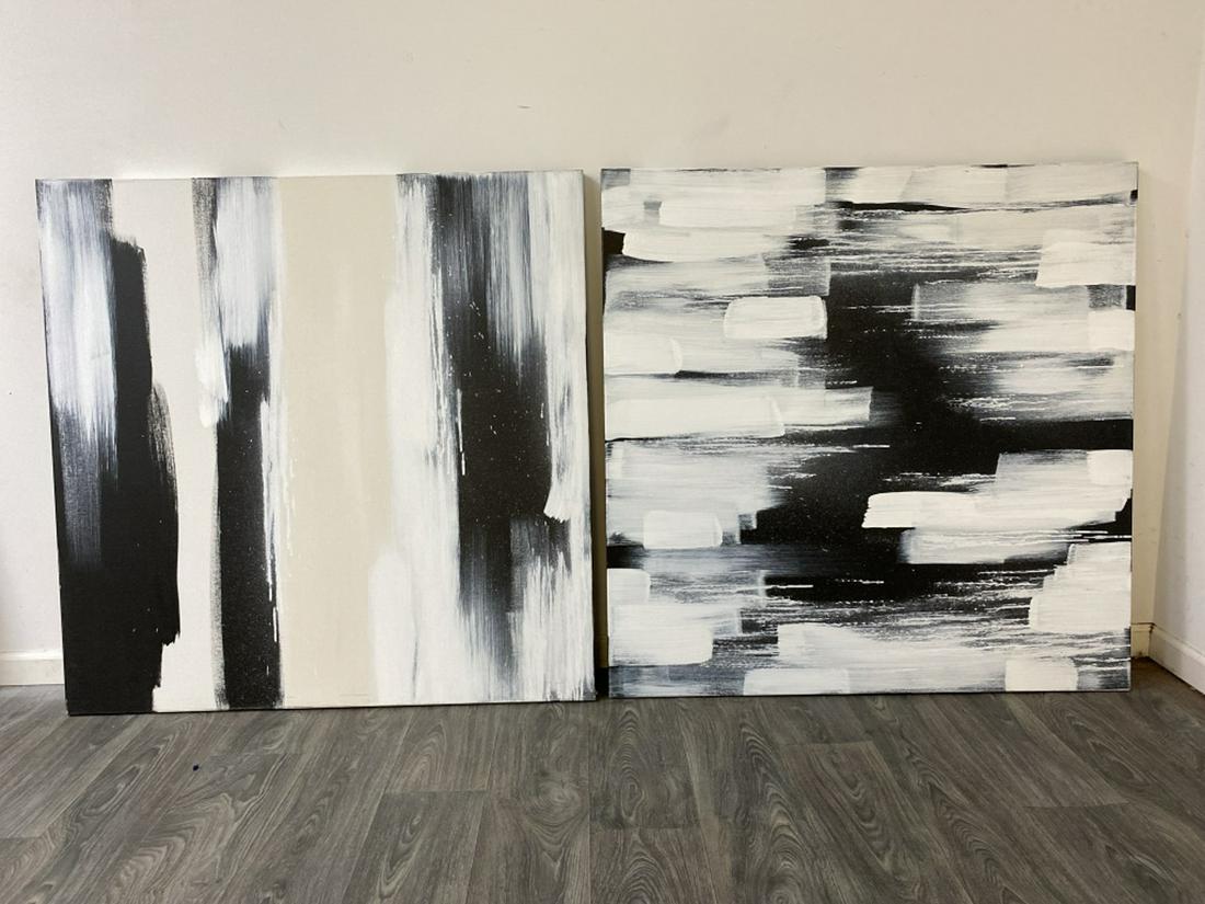 Two Large Abstract Acrylic on Canvas Painting (1 of 5)