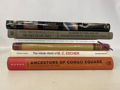 Six Art Books: Ancestors of Congo Square; Infinite World of M.C. Escher; Look Away: Reality and Se4ntiment in Southern Art; William Christenberry: The early Years 1954-1968: The Met: Europe in the age and native Uni