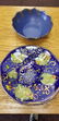 Silver Overlay Pottery Bowl and Art Glass