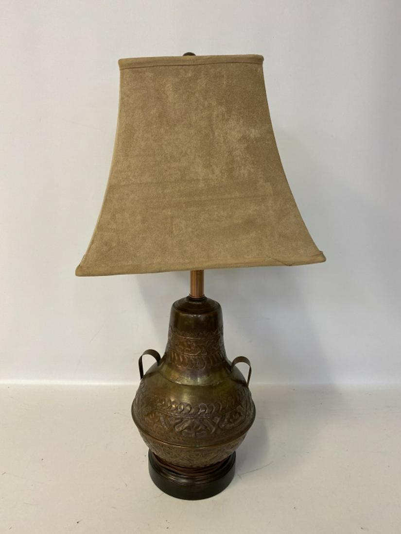 Hammered Brass Lamp with Shade (1 of 2)