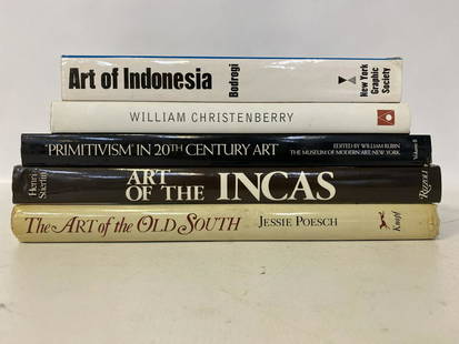 Five Volumes of Books: Art of the Old South; Art of the Incas; Art of Indonesia; William Christenberry and Primitivism in 20th C Art. From the private collection of Roulhac Toledano,noted author, historian, artist, and tire