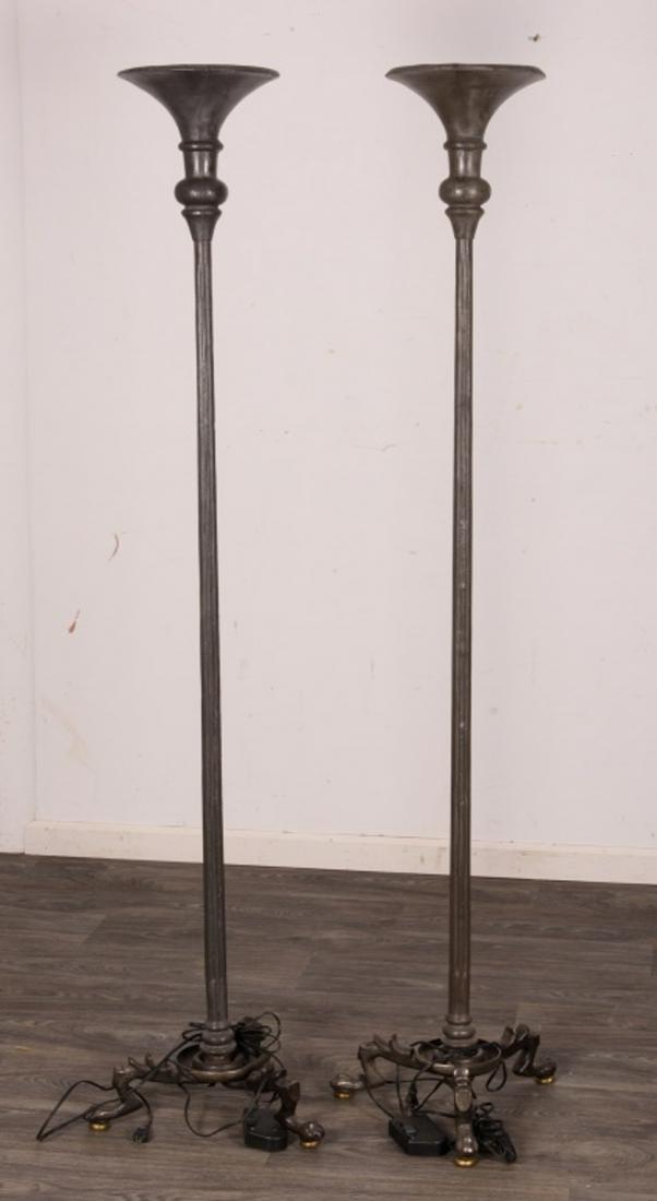 Pair of Cast Iron Torchiere Floor Lamps (1 of 5)