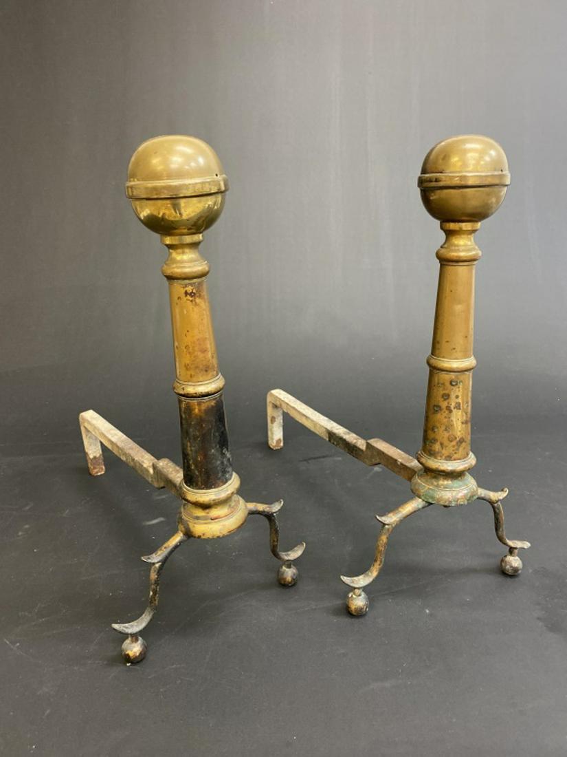 L 18th/E 19th C Brass Andirons (1 of 3)