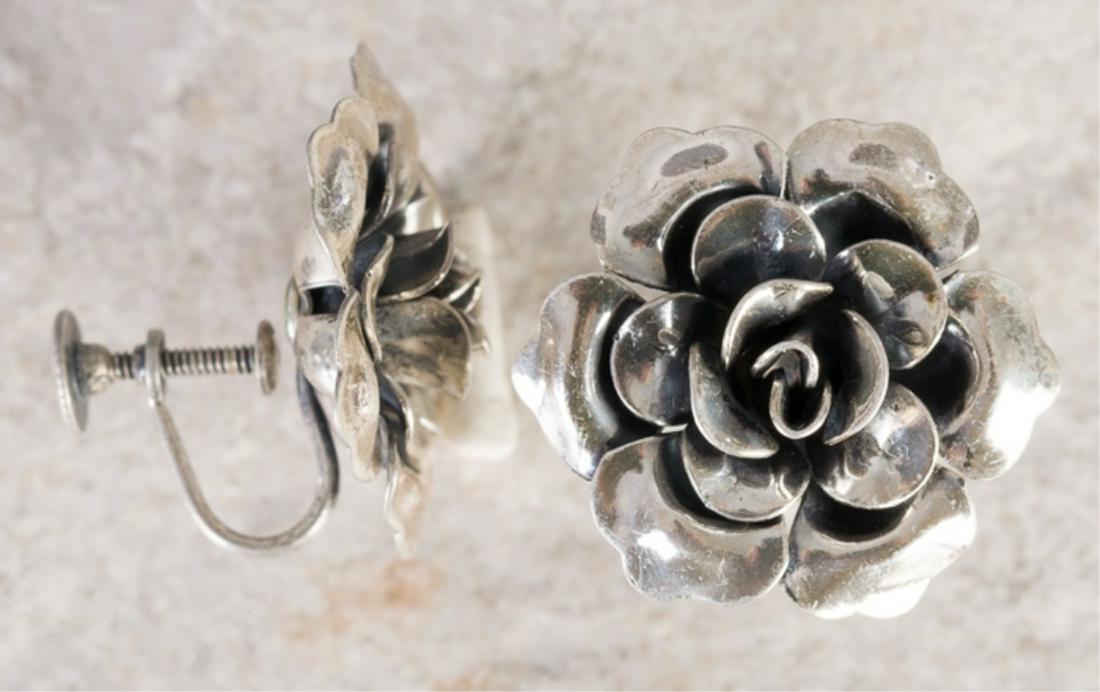 Jewel Art Sterling "Rose" Earrings, Screw Backs (1 of 5)