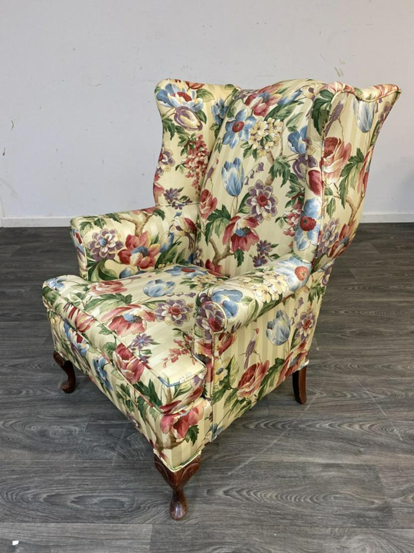 Floral Upholstered Wingback Chair (1 of 8)