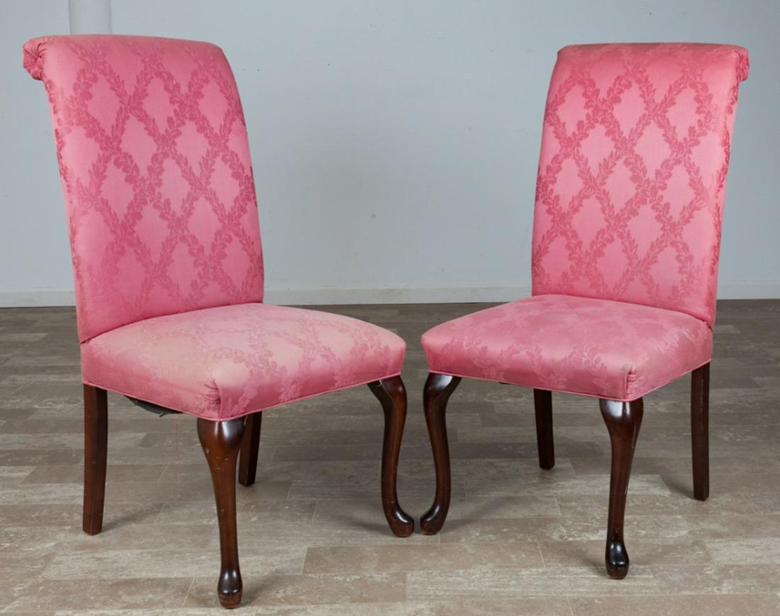 Pair of Scroll Crest Upholstered Side Chairs (1 of 8)