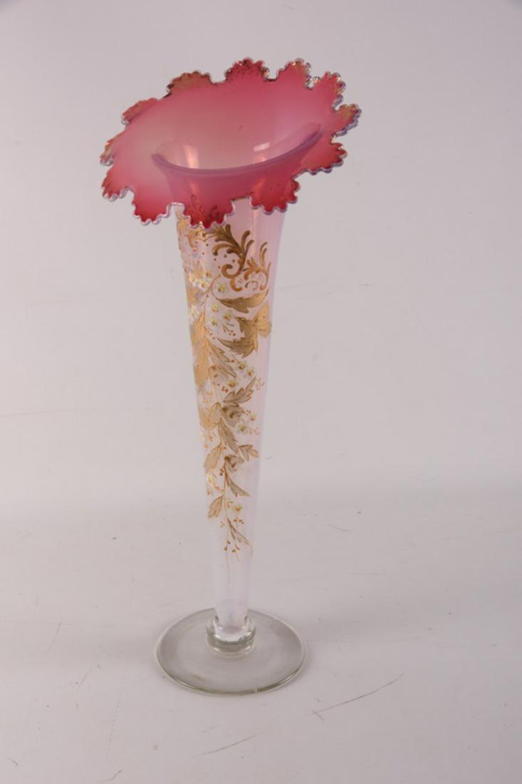 L 19th / E 20th C Cranberry Opalescent Vase (1 of 3)