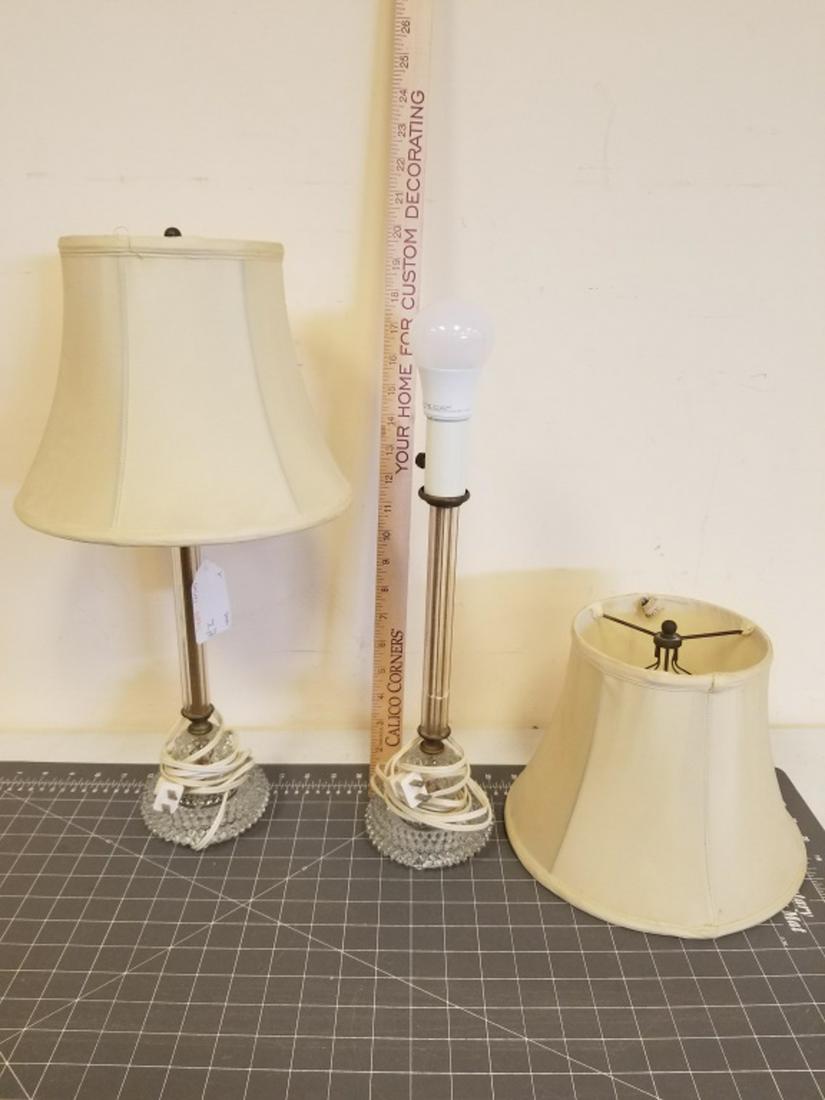 Pair of Glass Boudior Lamps (1 of 3)