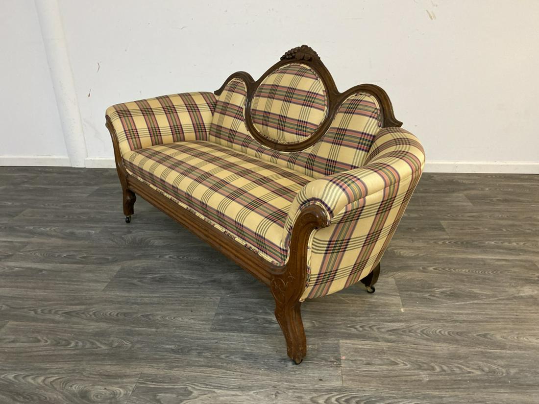 Plaid Upholstered Settee (1 of 6)