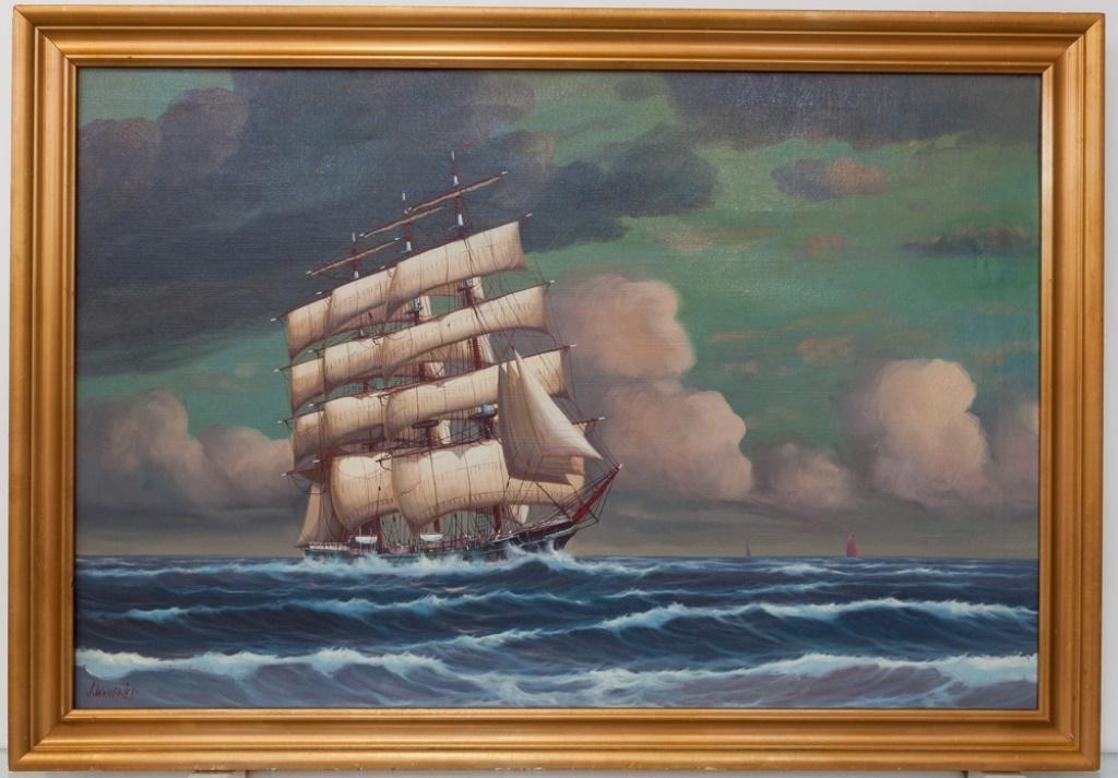 J. Winfried Oil On Canvas Ship Painting