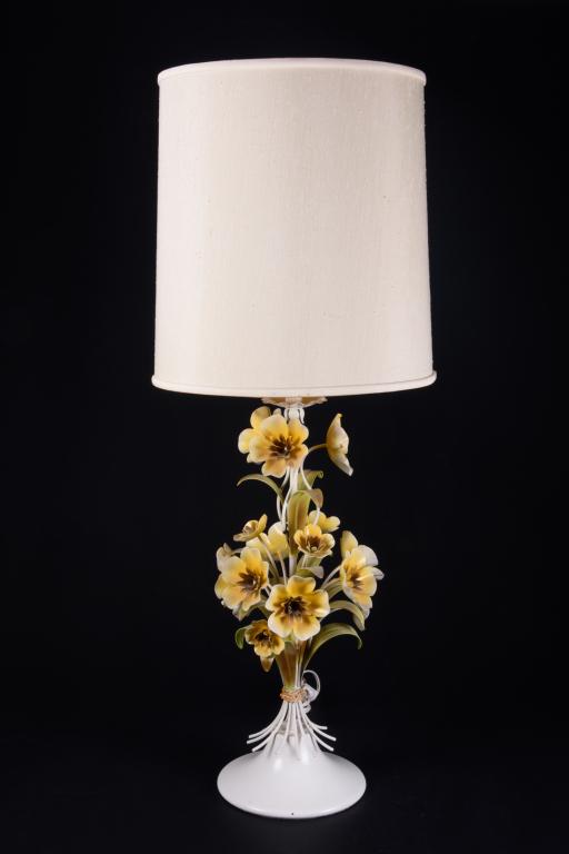 Yellow Floral Tole Lamp (1 of 6)