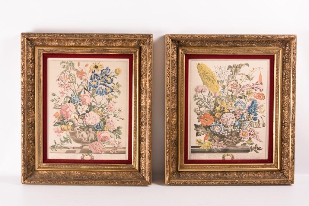Pair of Gilt Wood Frame Floral Prints (1 of 4)