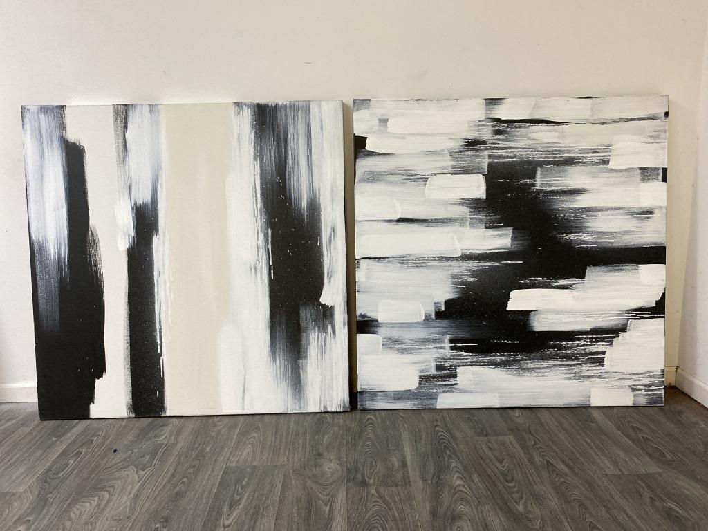Two Large Abstract Acrylic on Canvas Painting (1 of 5)