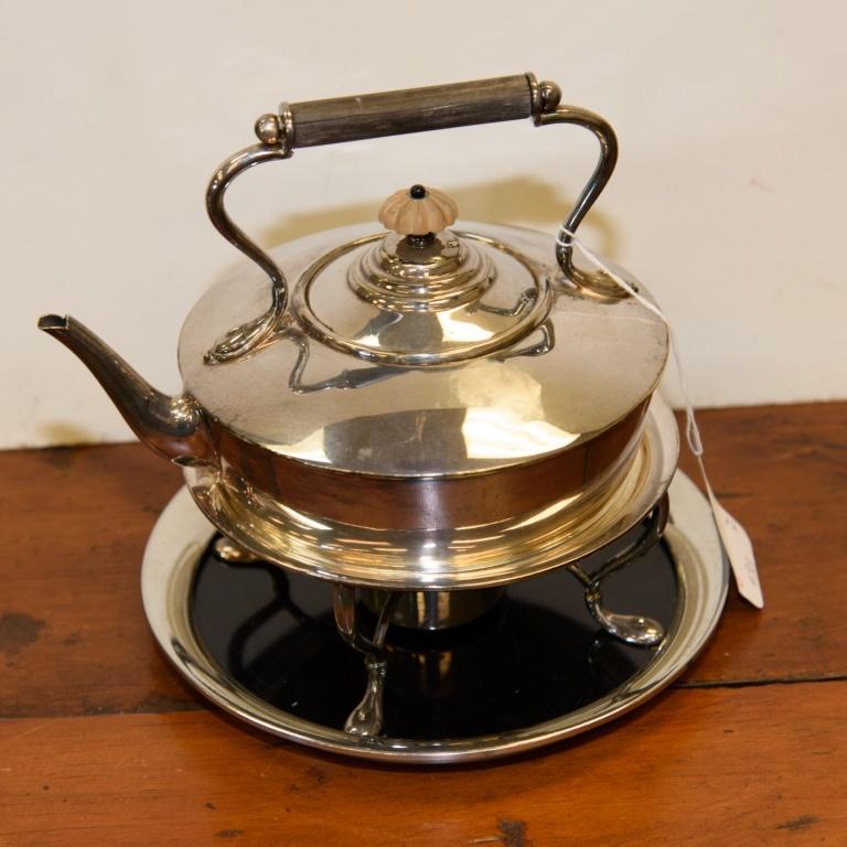 Silverplate Kettle and Pewter Tray (1 of 1)