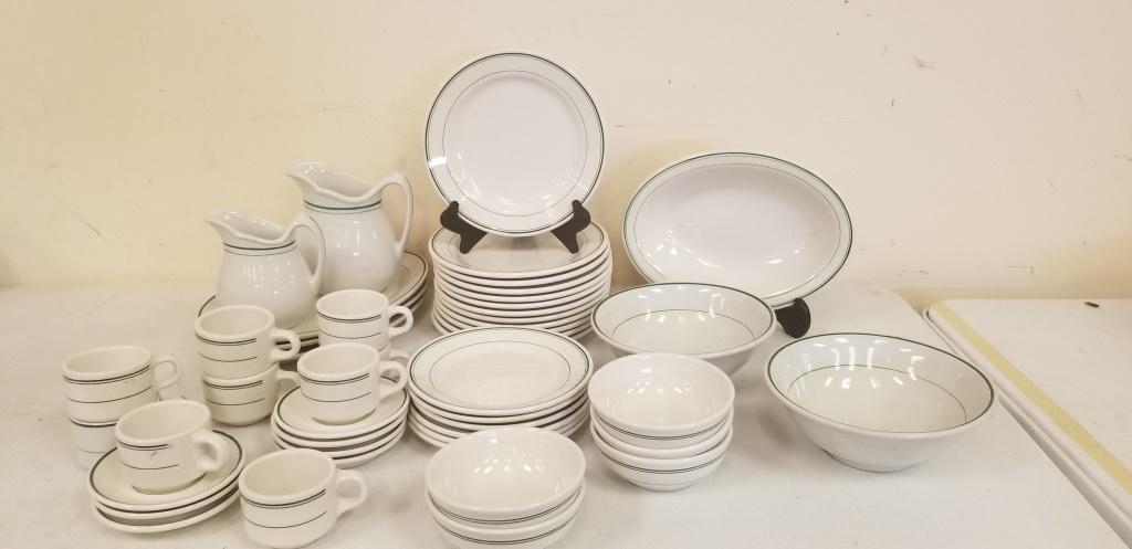 Green and White Porcelain Dinnerware (1 of 1)