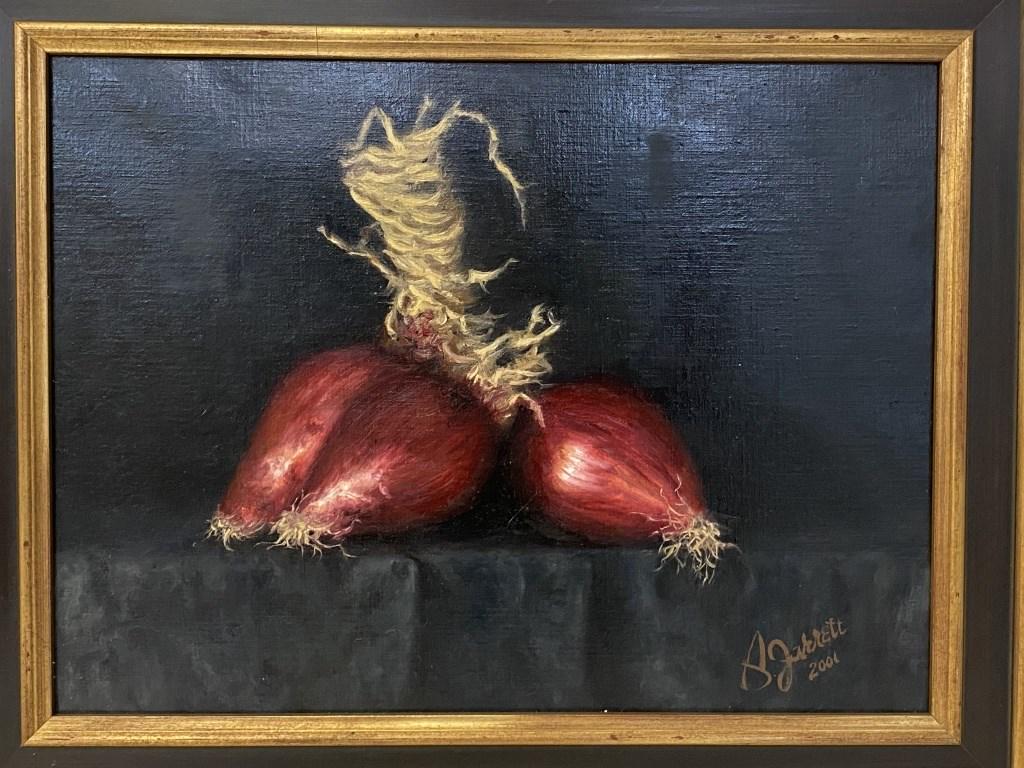 Still Life Painting of Red Onions (1 of 5)