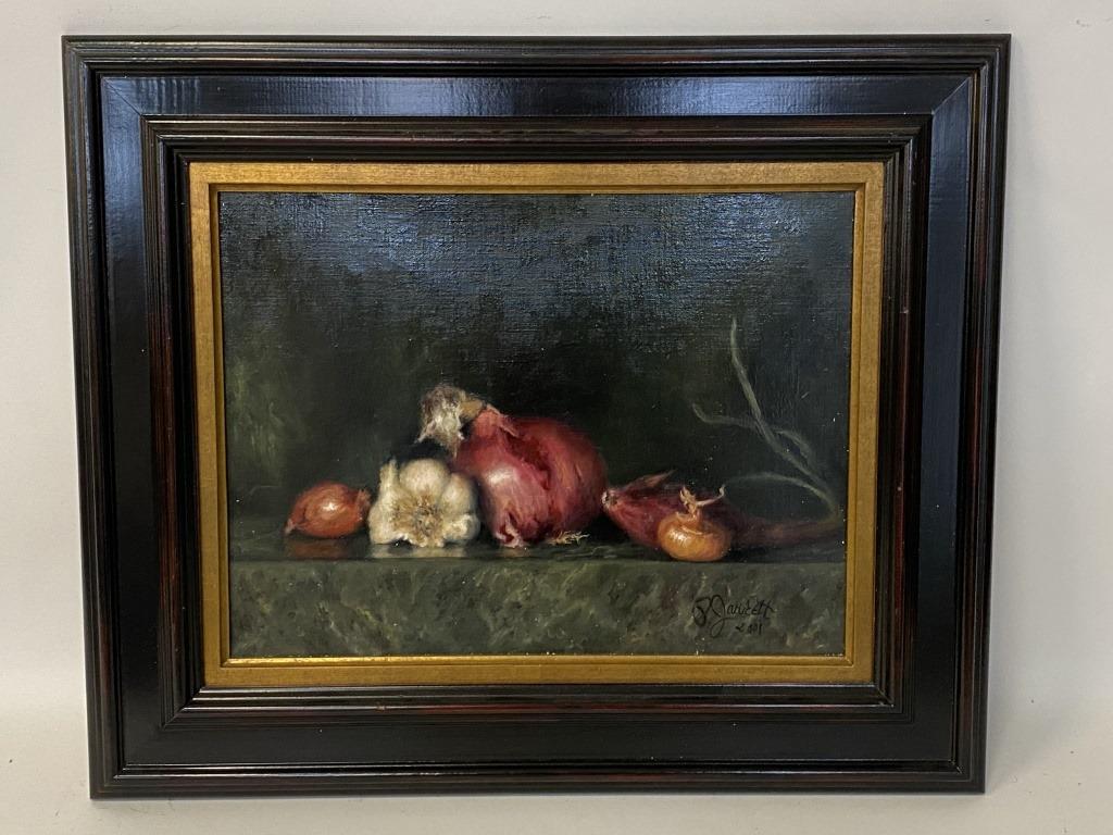 Still Life Painting of Red Onions and Garlic (1 of 6)