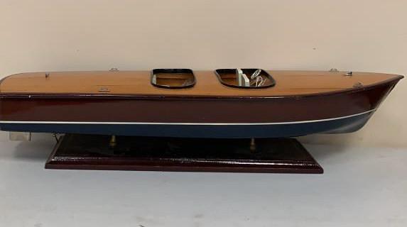 Model Boat: Measures approximately 6-5/8" high, 30" long.