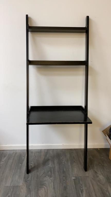Ladder Shelving Unit: Measures approximately 76-1/2" high, 30" wide and 20-1/2" deep.