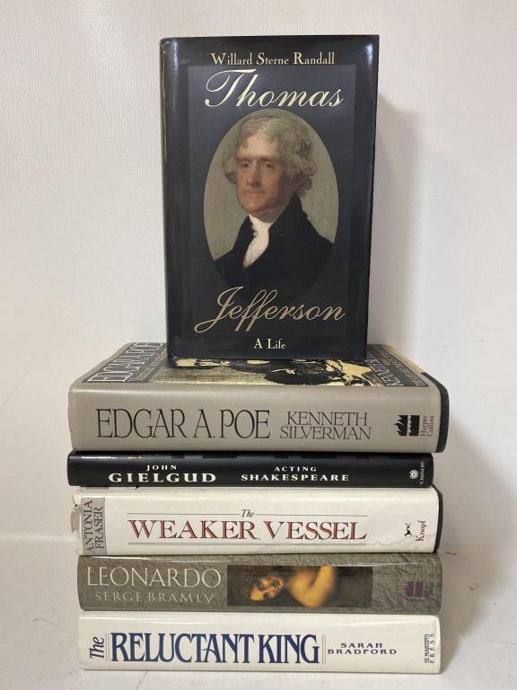 Six Volumes of Books: To include "Thomas Jefferson, A Life," "Edgar A. Poe, Mournful and Never-ending Remembrance."
