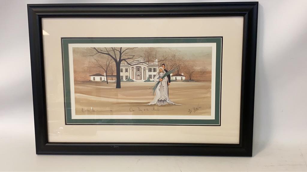 P. Buckley Moss "Our Day at the Mansion": 65/1000. Measures approximately 14-1/4" x 20-1/2"
