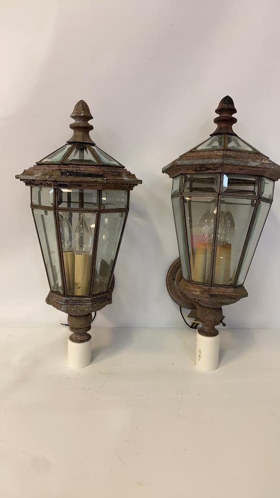 Pair of Light Fixtures: Measures approximately 20" high.