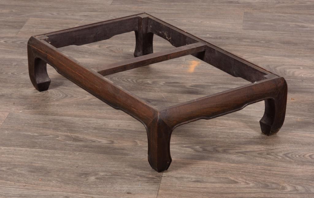 Asian Style Foot Stool Frame: Measures approximately 6-1/2" high, 25" wide and 15-1/2" deep.