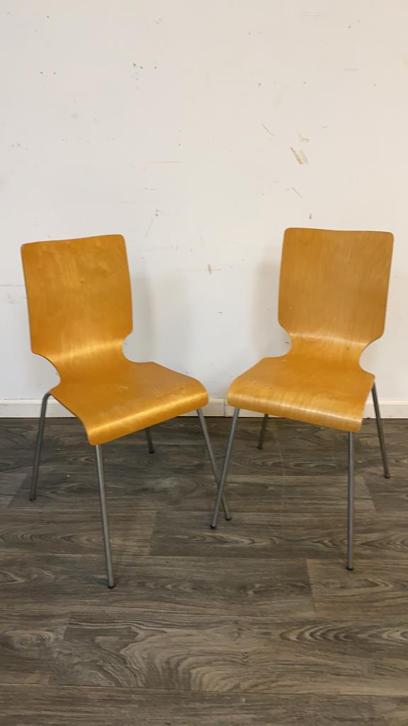 Pair of Tapio Wirkkala Style Chairs: Measures approximately 33" high, 15" wide and 14-1/4" deep.