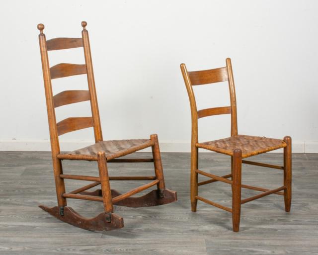 Woven Bottom Chair & Rocker: Rocker measures approximately 38\" high, 19\" wide and 24-1/2\" deep.