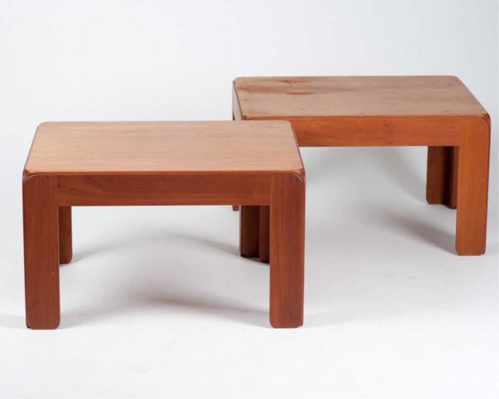 A Pair of Niels Eilersen Danish Modern Side Tables: With labels and Danish Furniture Control stickers to underside. Height: 17 1/2" Width: 27 7/8" Depth: 24"