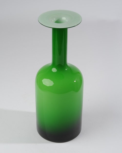 Otto Brauer Glass Vase for Kastrup Holmegaard: Green in color. Denmark, 1963 Height: 15-3/8" Diameter: 6"