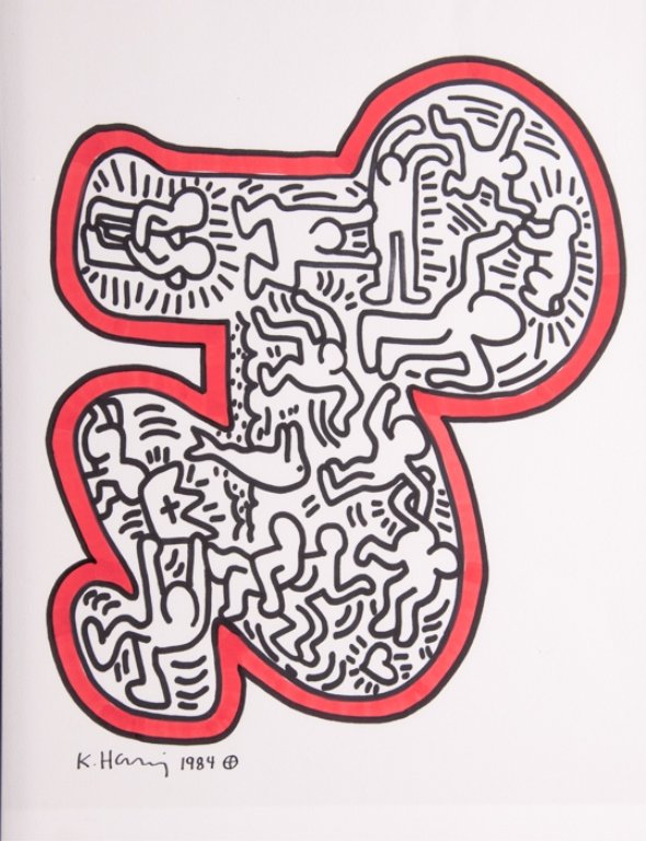 Keith Haring's "Untitled": Keith Allen Haring was an American artist and social activist whose work responded to the New York City street culture of the 1980s by expressing concepts of birth, death, sexuality, and war. Haring's