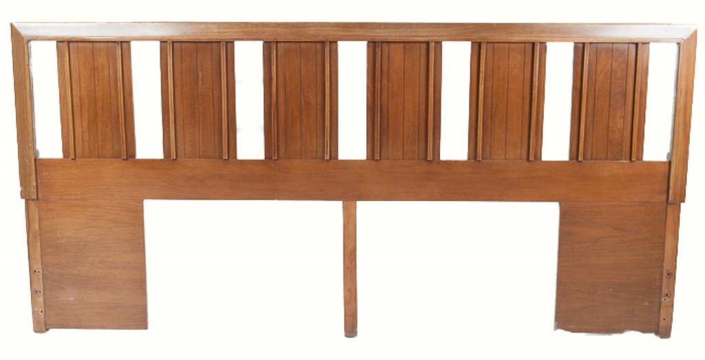 American of Martinsville Headboard: Mid century; measures approximately 37" tall, and 78-1/2" wide; apparently in good condition; companion short and tall dressers in separate lots.